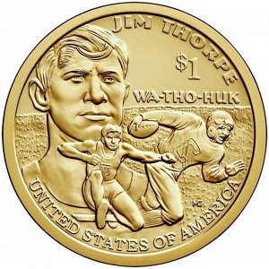 США 1 доллар 2018 Джим Торп, футболист - Сакагавея, Индианка