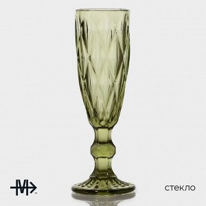Набор бокалов стеклянных для шампанского Magistro «Круиз», 160 мл, 7x20 см, 2 шт, цвет зелёный