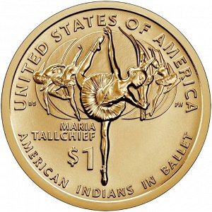 США 1 доллар 2023 Мария Толчиф, Индейцы в балете, Индианка, Сакагавея UNC