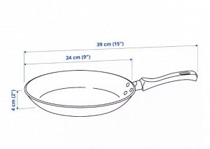 IKEA ТАГГАДЖ Сковорода Антипригарное покрытие черного цвета 24 см