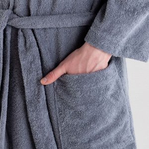 Халат махровый мужск. "Лучший папа" р-р, серый