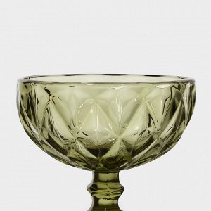Креманка стеклянная Magistro «Круиз», 350 мл, d=12 см, цвет зелёный