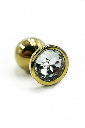 Анальная втулка Kanikule Plugs, металл, S Ø2,8 см, золотистый/прозрачный