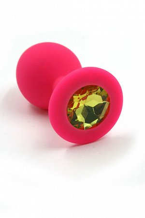 Анальная втулка Kanikule Plugs, силикон, M Ø3,5 см, розовый/желтый