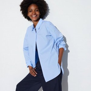 UNIQLO - стильная рубашка из тонкого хлопка - 61 BLUE