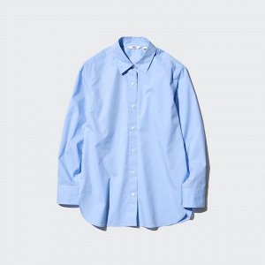 UNIQLO - стильная рубашка из тонкого хлопка - 61 BLUE
