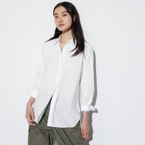 UNIQLO - стильная рубашка из тонкого хлопка -  00 WHITE