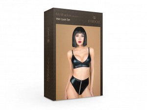 Комплект лиф и трусики с функциональной молнией из материала wet look(My Shadow) (S/M)