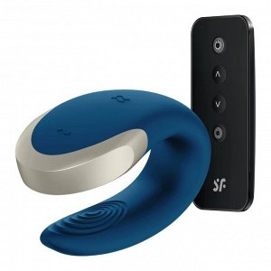Satisfyer Double Love синий, с пультом ДУ