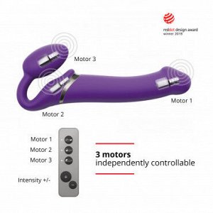 Вибрострапон Strap-On-Me с 3 моторами, фиолетовый L, L 17 см, Ø 4,2 см
