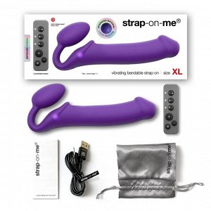 Вибрострапон Strap-On-Me с 3 моторами, фиолетовый L, L 17 см, Ø 4,2 см
