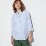 UNIQLO - стильная рубашка из тонкого хлопка в полоску - 63 BLUE