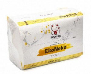 Салфетки бумажные Inshiro EkoNeko, 2 слоя, 200шт./ МЯГКАЯ упаковка, СПАЙКА 10шт