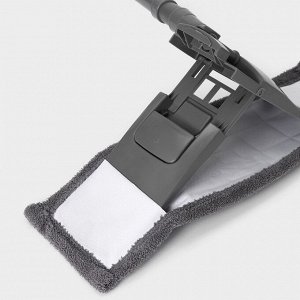 Швабра для мытья пола плоская Доляна, насадка из микрофибры 43x14 см, телескопическая ручка 80(120) см