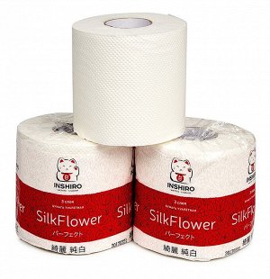 Бумага туалетная INSHIRO SilkFlower 3-х сл. с тиснением 25 метров 10шт/упаковка