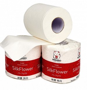 Бумага туалетная INSHIRO SilkFlower 3-х сл. с тиснением 25 метров 10шт/упаковка