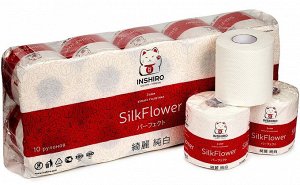 Бумага туалетная INSHIRO SilkFlower 3-х сл. с тиснением 25 метров 10шт/упаковка