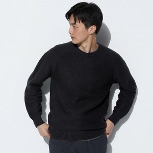 UNIQLO - свитер с круглым вырезом 3D вязки - 09 BLACK