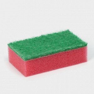 Губка для посуды с чистящим слоем Доляна «Эконом», 7.5x4.5x2.5 см, 5 шт., мини
