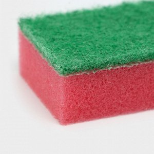 Губка для посуды с чистящим слоем Доляна «Эконом», 7.5x4.5x2.5 см, 5 шт., мини