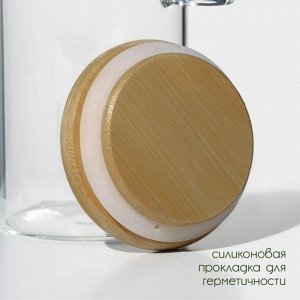 Банка для сыпучих продуктов BellaTenero «Эко», 420 мл, 6.7*15.5 см, с бамбуковой крышкой, с ложкой, стекло, прозрачная