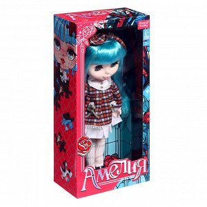 Кукла шарнирная «Амелия», 28 см, платье в клеточку