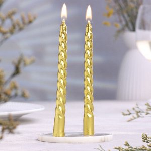 Набор свечей витых, 1,5х 15 см, 2 штуки, золотой металлик
