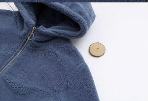 Куртка комбинированная из иск. меха с капюшоном теплая, на молнии, темный беж