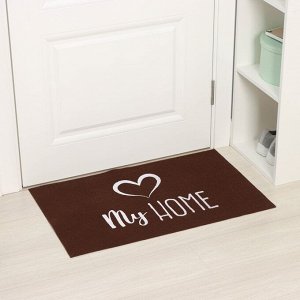 Коврик придверный Доляна My home, 50x80 см, светящийся в темноте, влаговпитывающий, коричневый