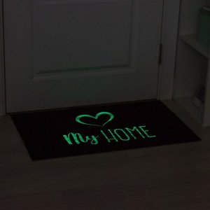 Коврик придверный Доляна My home, 50x80 см, светящийся в темноте, влаговпитывающий, коричневый