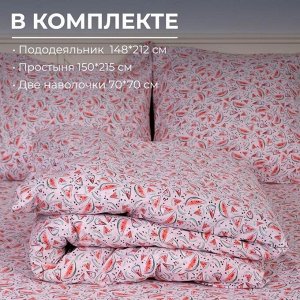 Комплект постельного белья 1,5-спальный, перкаль, детская расцветка (Арбузики, розовый)