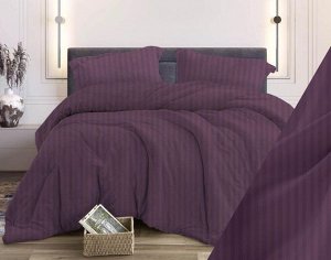 Комплект постельного белья 1,5-спальный, бязь "Комфорт"(220) (Страйп, фиолетовый)