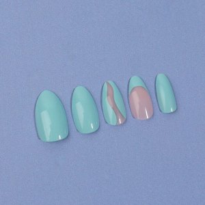 Накладные ногти «Freshness», 24 шт, с клеевыми пластинами, форма миндаль, цвет голубой/розовый