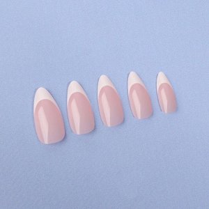 Накладные ногти «Classic French», 24 шт, с клеевыми пластинами, форма миндаль, цвет нежно-розовый/белый