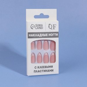 Накладные ногти «Classic French», 24 шт, с клеевыми пластинами, форма миндаль, цвет нежно-розовый/белый