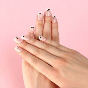 Накладные ногти «Нежность», 24 шт, клеевые пластины, форма квадрат, цвет глянцевый розовый/белый/чёрный
