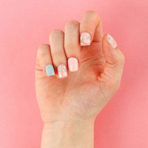 Накладные ногти «Розовые облака», 24 шт, клеевые пластины, форма квадрат, цвет глянцевый розовый/бежевый/голубой