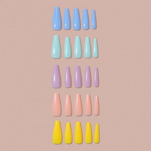 Накладные ногти «Пастельные цвета», 100 шт, форма балерина, в контейнере, разноцветные