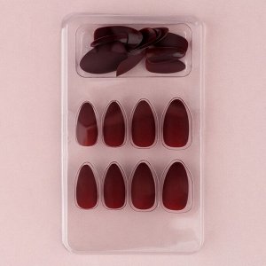Накладные ногти «Бордо», 24 шт, клеевые пластины, форма миндаль, цвет матовый бордовый