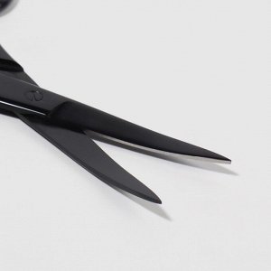 Ножницы маникюрные, широкие, загнутые, 10 см, цвет матовый чёрный