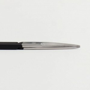 Ножницы маникюрные, узкие, прямые, с прорезиненными ручками, 9 см, цвет серебристый/чёрный