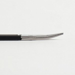 Ножницы маникюрные, узкие, загнутые, с прорезиненными ручками, 9 см, цвет серебристый/чёрный