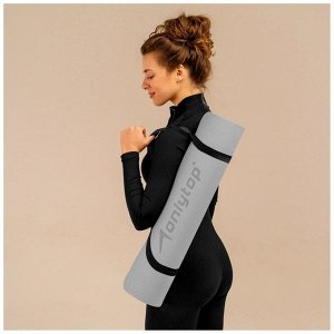 Коврик для фитнеса и йоги ONLYTOP, нескользящий, 183x61x0.6 см, цвет серый/чёрный