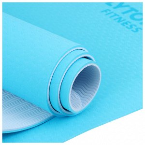 Коврик для фитнеса и йоги ONLYTOP, 183х61х0,6 см, цвет серый/голубой