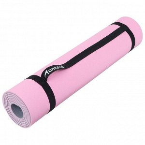 Коврик для фитнеса и йоги ONLYTOP, 183х61х0,6 см, цвет серый/розовый