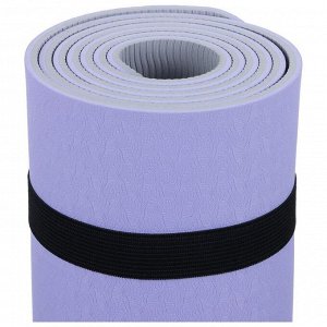 Коврик для фитнеса и йоги ONLYTOP, 183х61х0,6 см, цвет серый/фиолетовый