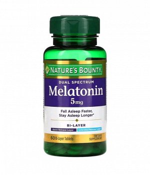 Двойной спектр, мелатонин, 5 мг, 60 двухслойных таблеток