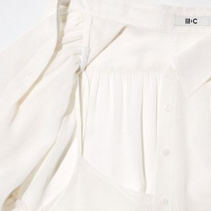 UNIQLO - прозрачная объемная блузка - 01 OFF WHITE