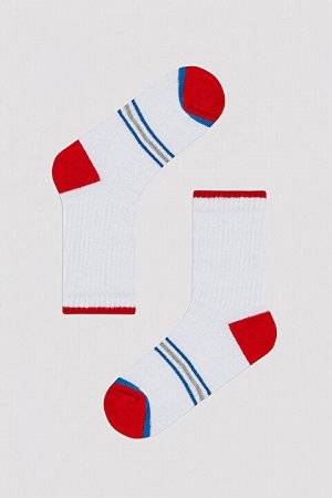 Белые теннисные носки в цветную полоску для мальчика, 4 предмета