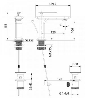 LM6406WG "Миста" Смеситель для умывальника монолитный, белый/золото